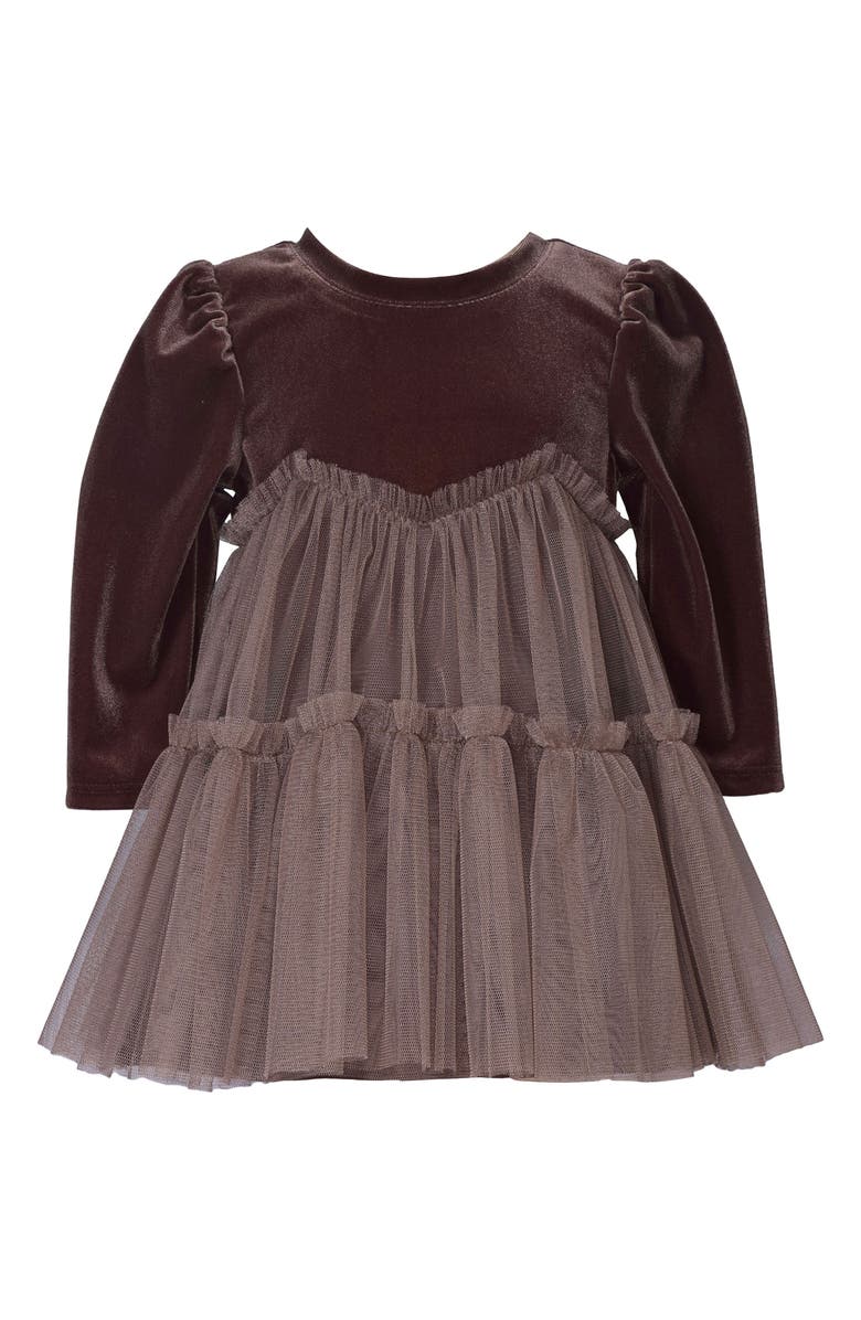 Iris & Ivy Kids' Long Sleeve Velvet & Tulle Party Dress, Main, color,