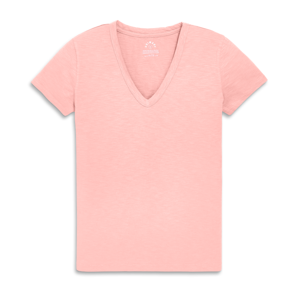 Shop Primary Adult Classic Slub V-neck Tee In Flamingo