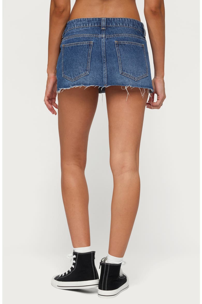 Nylah Frayed Low Rise Denim Skort, Alternate, color, BLUE-WASHED