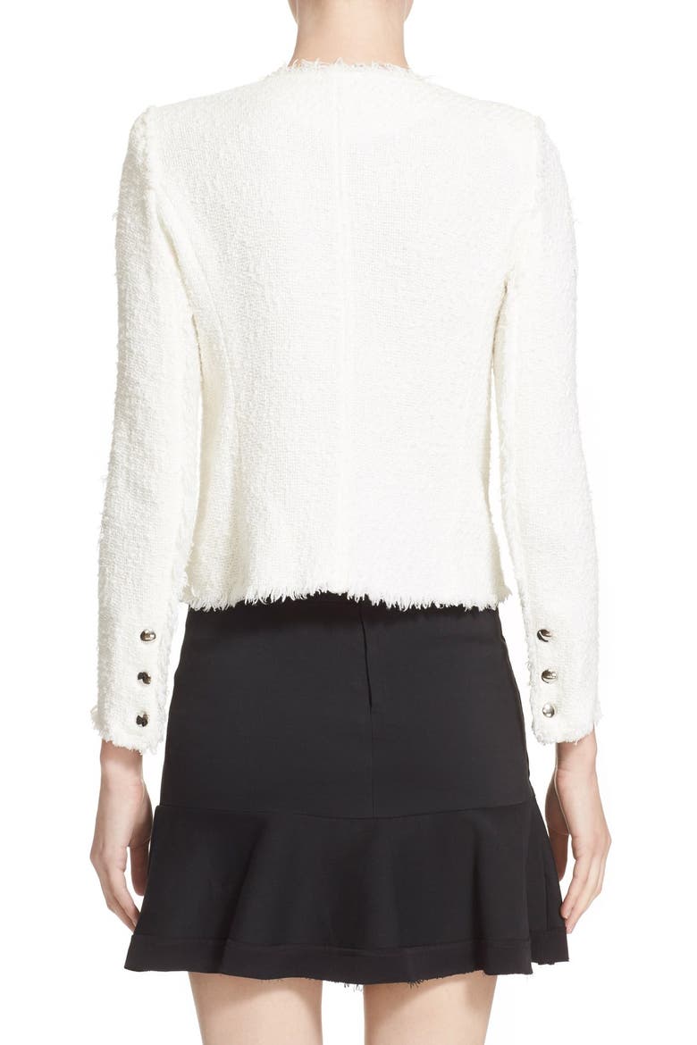 Snap Front Crop Cotton Tweed Jacket, Alternate, color, WHITE