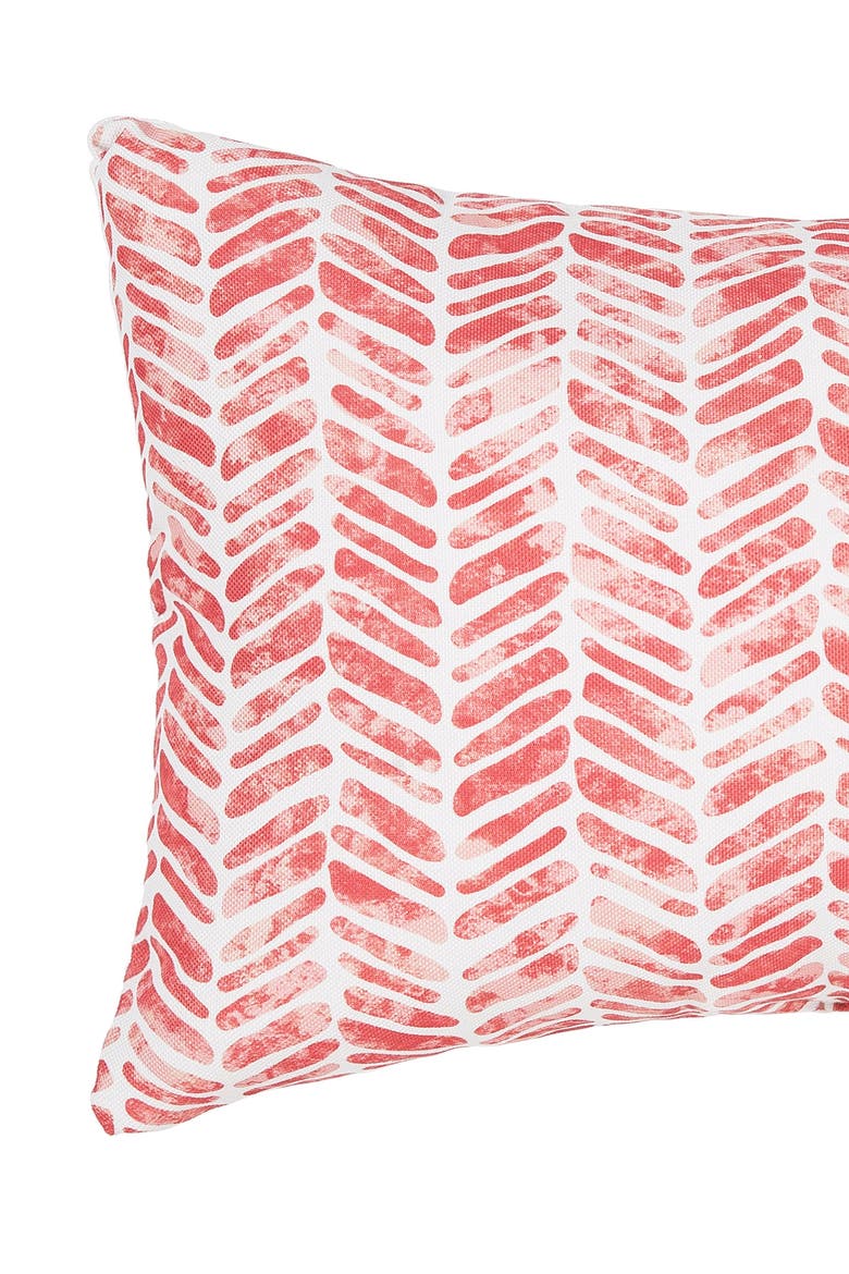 Orange Herringbone Indoor/Outdoor Decorative Accent Pillow, Alternate, color, Red