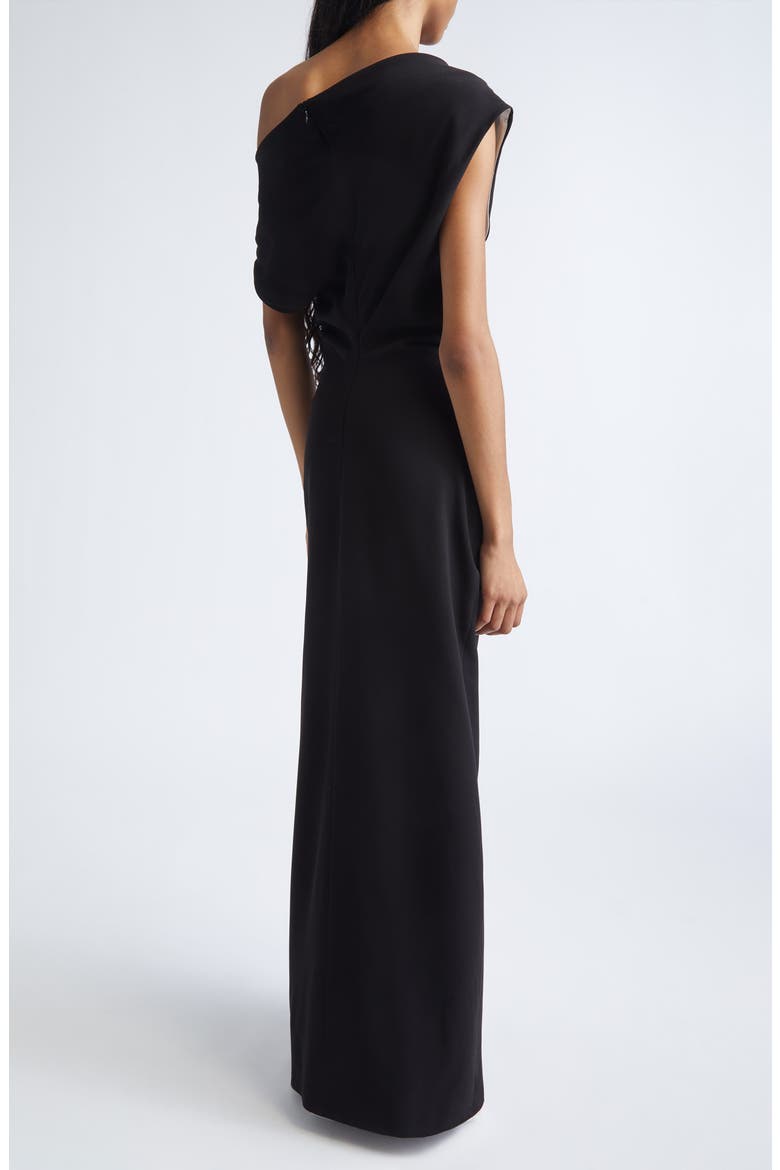 Rosina Off the Shoulder Light Double Crepe Maxi Dress, Alternate, color, BLACK