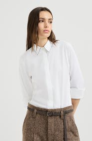 Brunello Cucinelli Stretch cotton poplin shirt with shiny collar