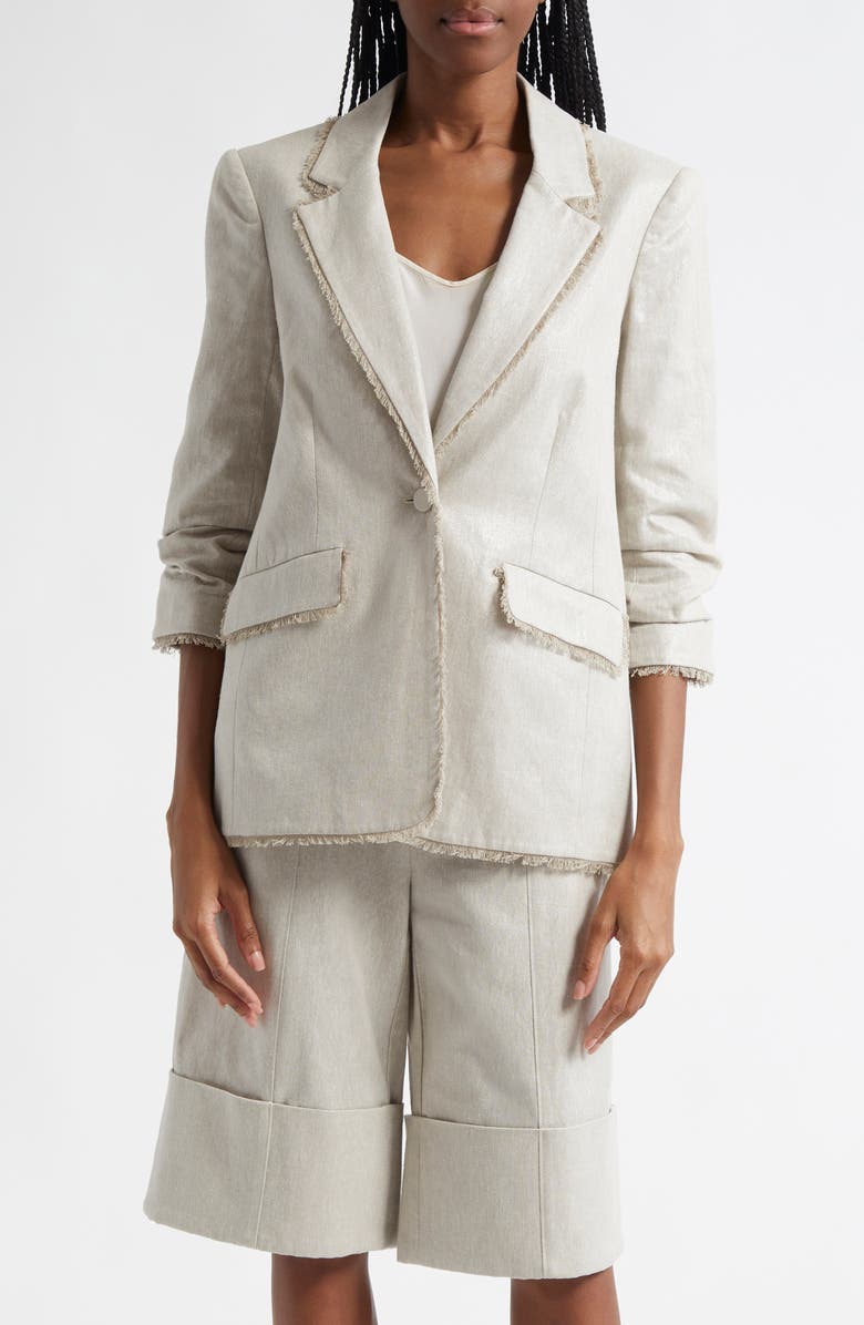 Cinq à Sept Kylie Metallic Linen & Cotton Blazer, Main, color,