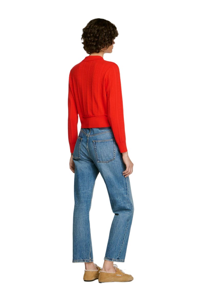 Pointelle knit cardigan, Alternate, color, Red
