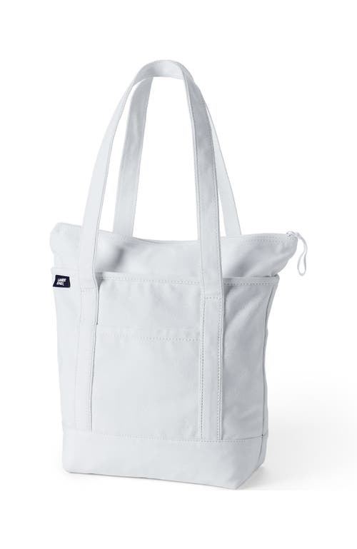Lands' End Zip Top Long Handle Canvas Tote Bag In White