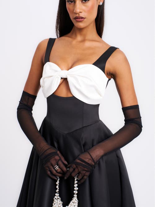 Miss Circle Women Edda Black Maxi Gown With White Bow In Black