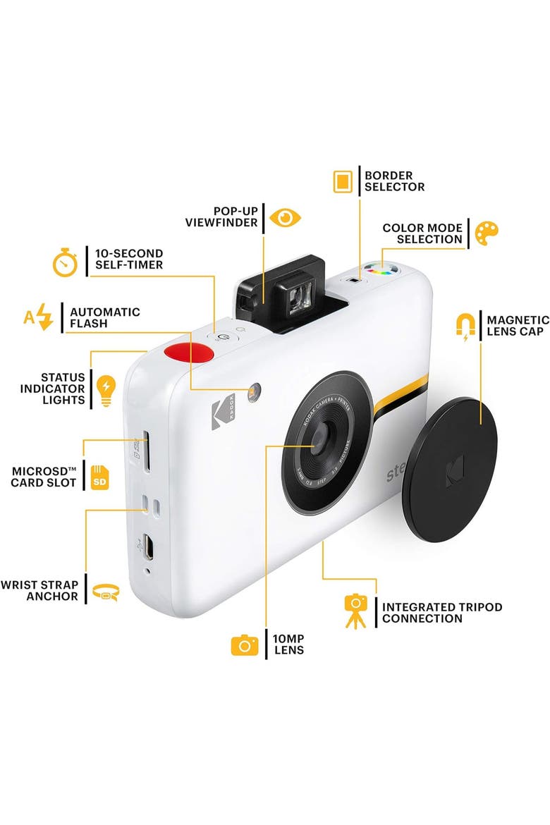 Step Camera Bundle + Zink Paper & Case, Alternate, color, White