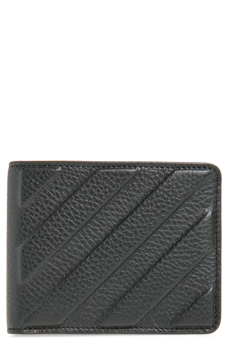 Off-White Binder Pebbled Leather Wallet, Main, color, Black No Color