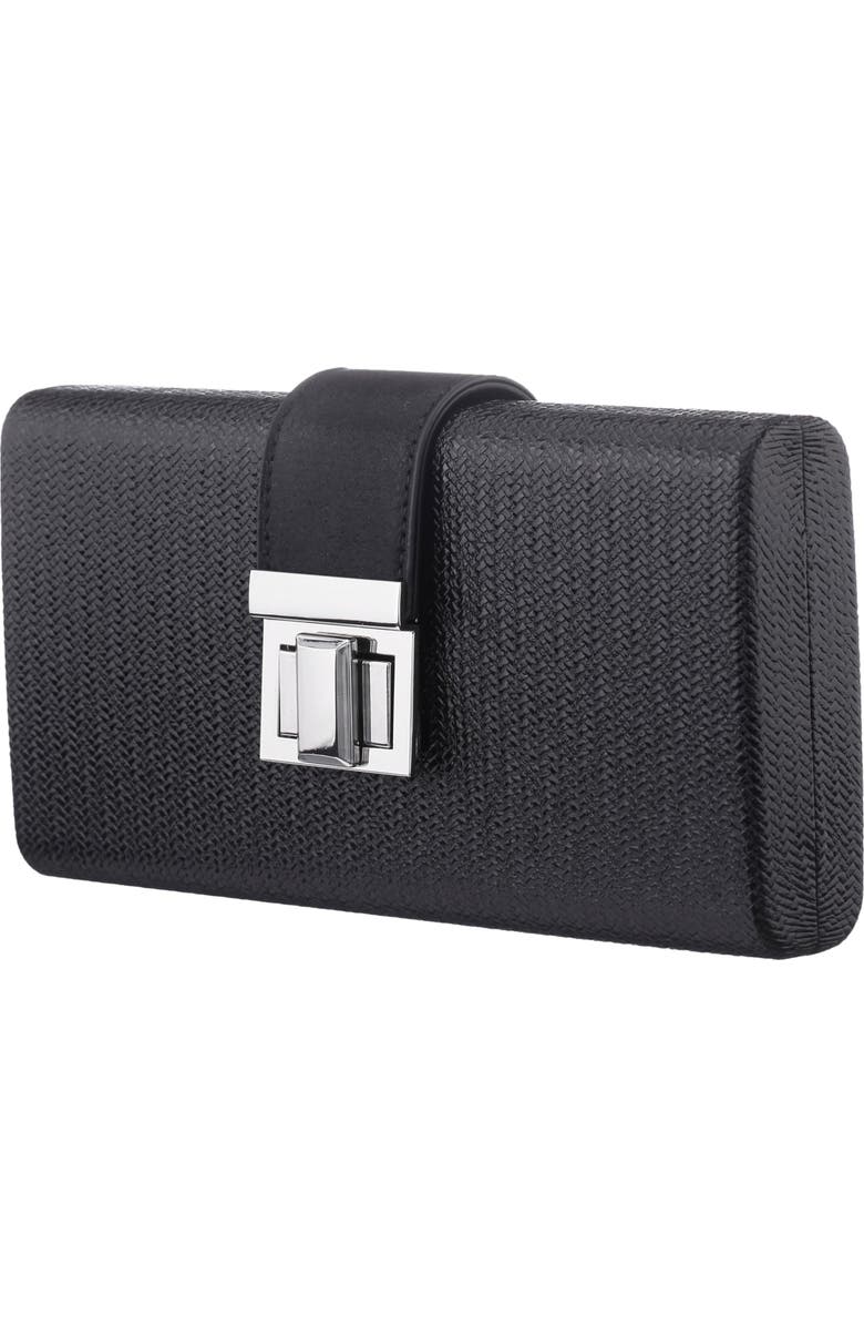 Nina Presly Faux Leather Clutch, Alternate, color, Black