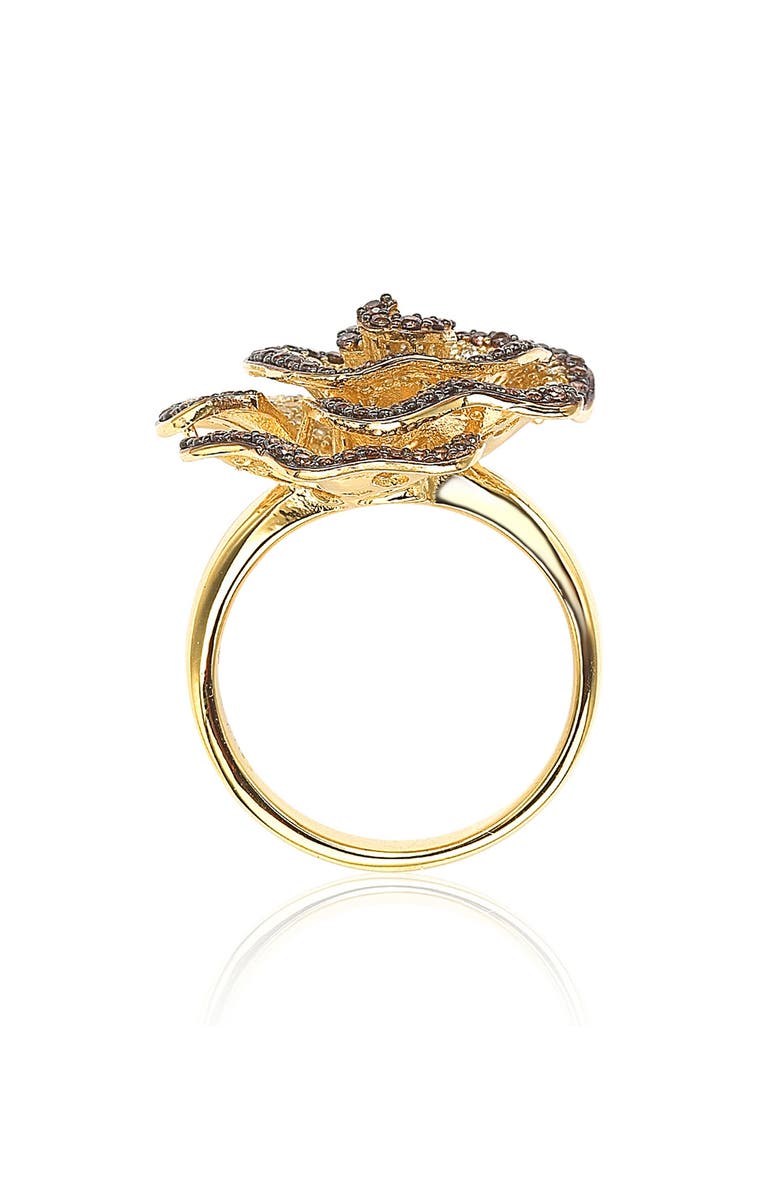 SUZY LEVIAN Flower Pavé Cubic Zirconia Ring, Alternate, color, Brown