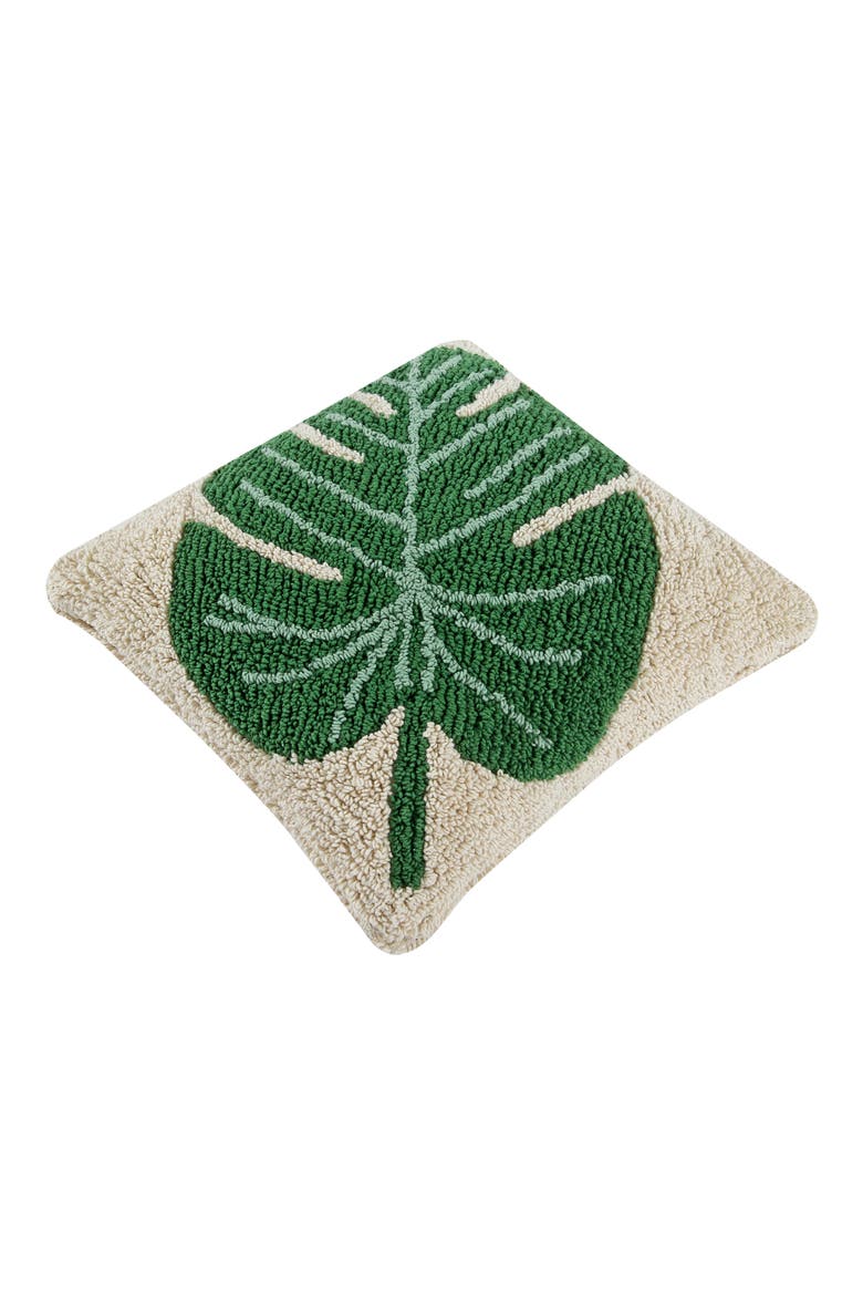 Monstera Leaf Accent Pillow, Alternate, color, NATURAL/ MONSTERA GREEN
