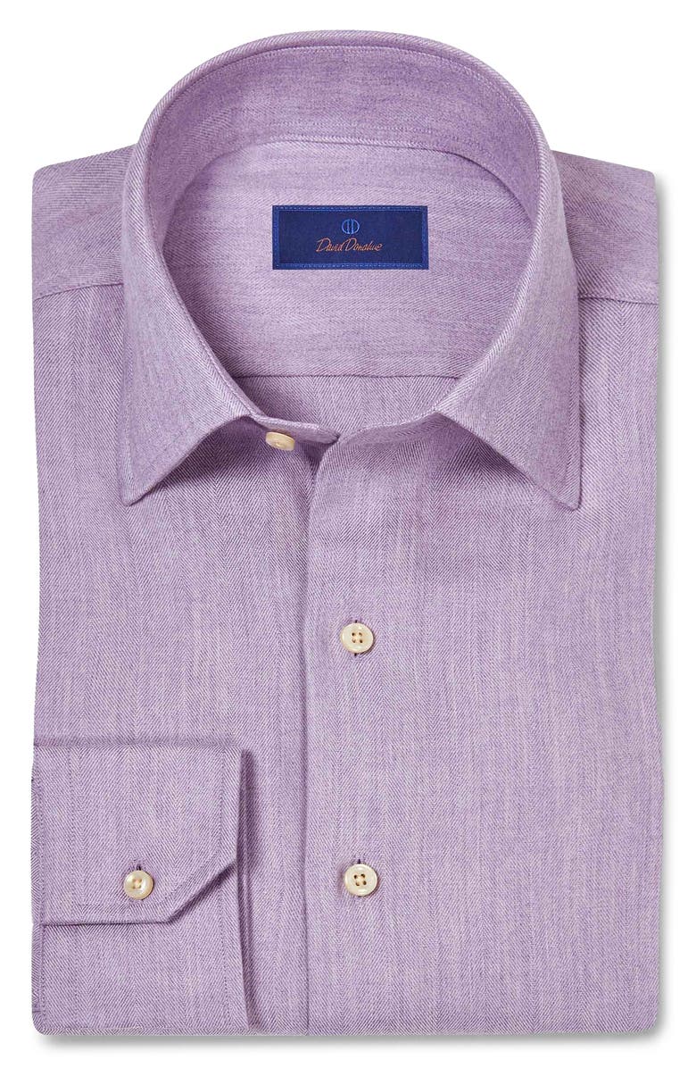 David Donahue Spread Collar Herringbone Sport Shirt, Main, color, Lilac