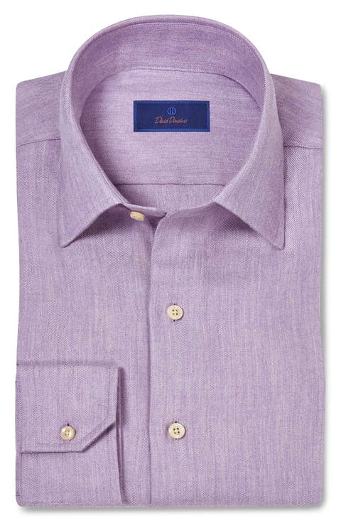 Spread Collar Herringbone Sport Shirt