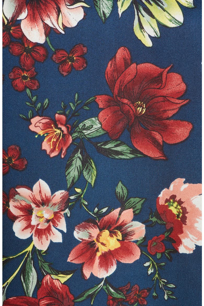 Daniel Rainn Floral Satin Blouse, Alternate, color, G774 TEAL