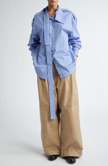 Meryll Rogge◆22ss/DECONSTRUCTES MENS SHIRT/長袖シャツ/34/コットン/BLK/花柄 Meryll Rogge Deconstructed Mens Shirt in Blue | LN-CC