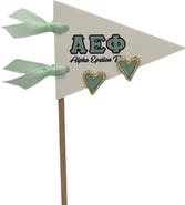 Color Shout Alpha Epsilon Phi Heart Stud Enamel Earrings on Sorority Pennant Flag