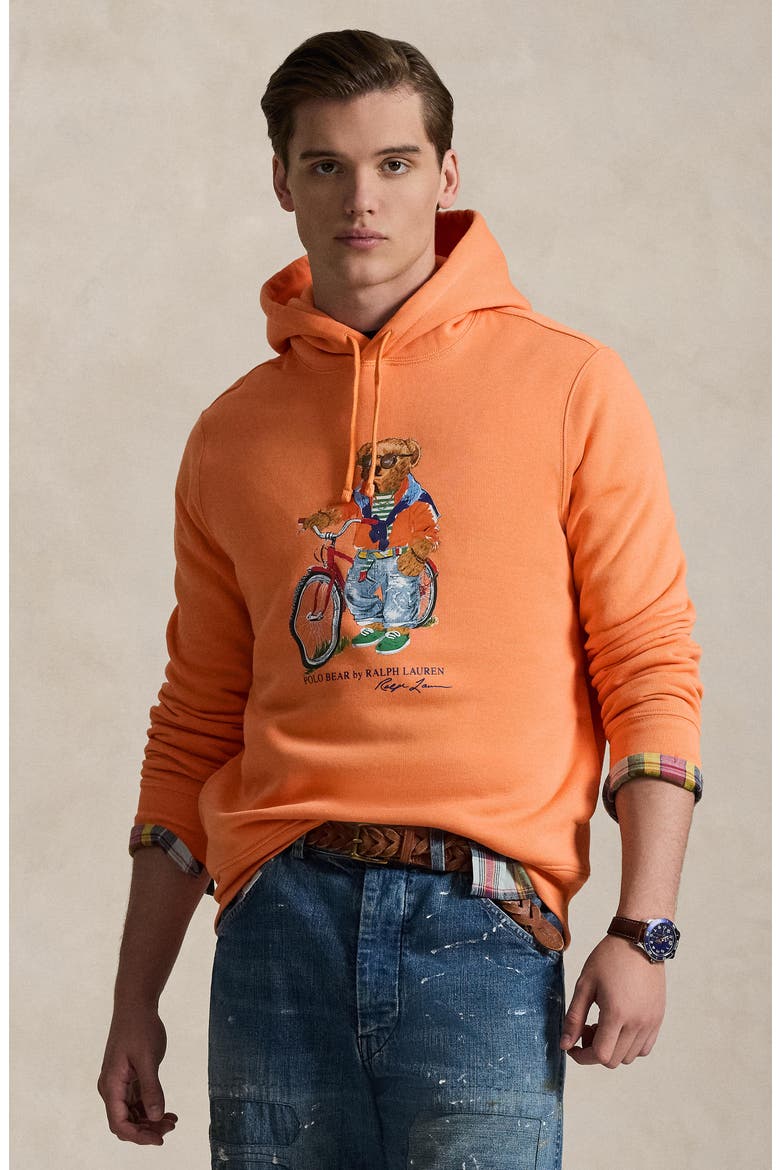 Polo Bear Fleece Graphic Hoodie, Alternate, color, POPPY-SUMMER BEAR