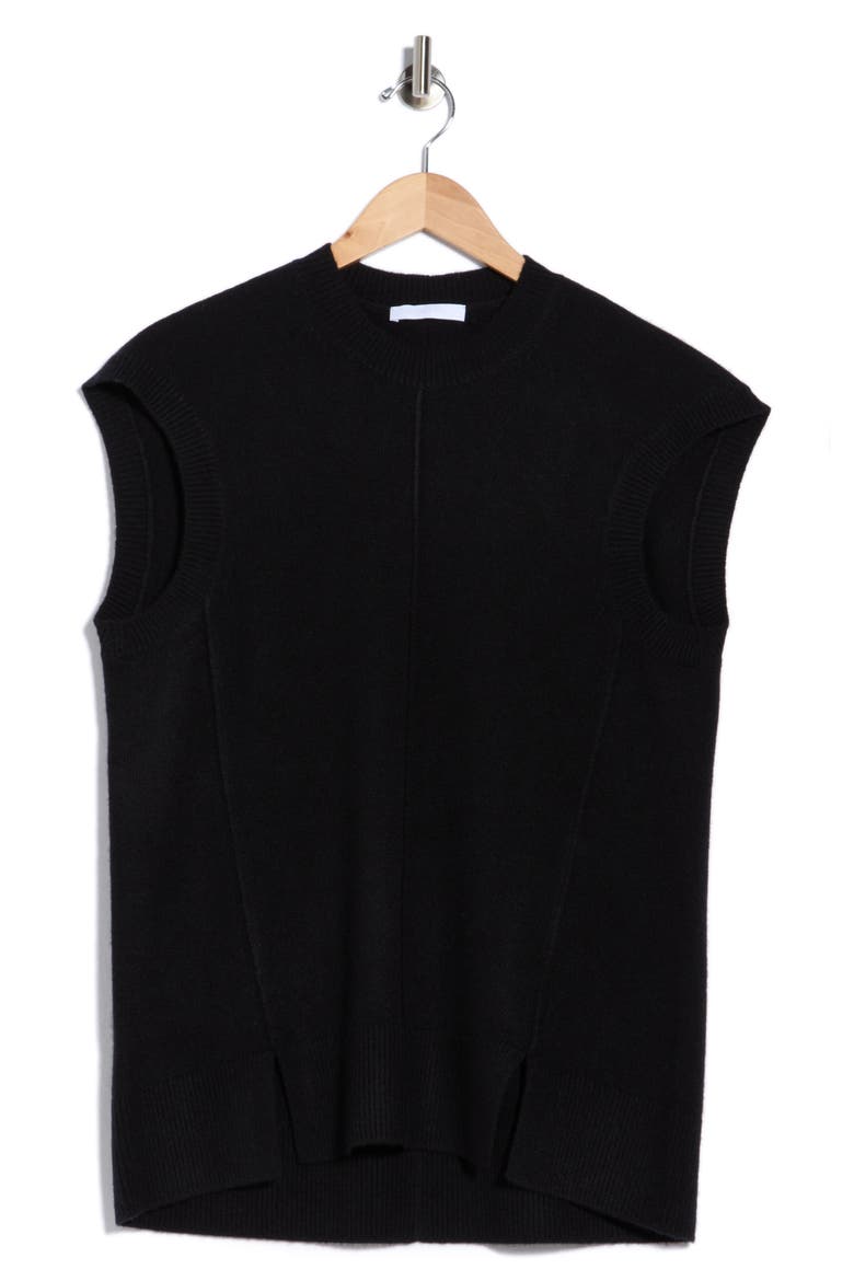 Brushed Wool & Cashmere Sweater Vest, Main, color, BLACK
