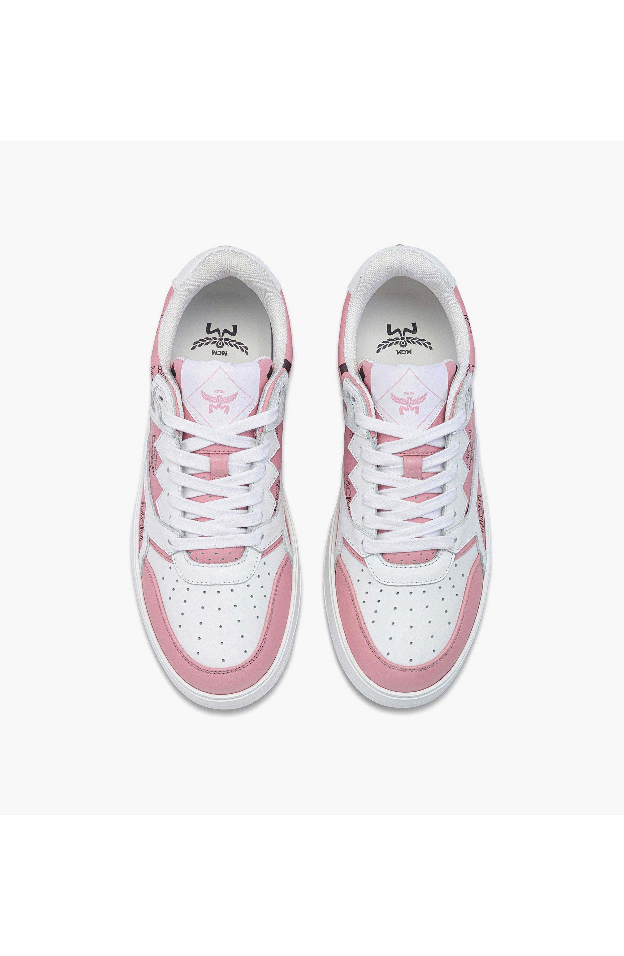 MCM Neo Terrain Sneakers in Visetos Leather Mix, Alternate, color, Soft Pink