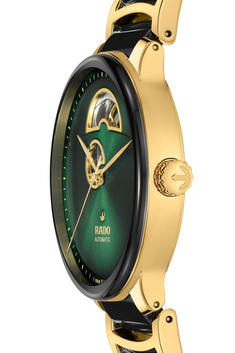 Centrix Open Heart Automatic Ceramic Bracelet Watch, 39.5mm, Alternate, color, GREEN