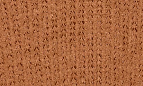 Elie Elie Tahari Mock Neck Pointelle Sweater In Brown