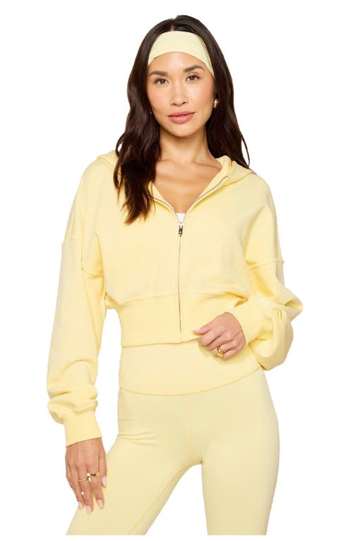 Fabletics Year Round Terry Cropped Full-zip Hoodie In Yellow