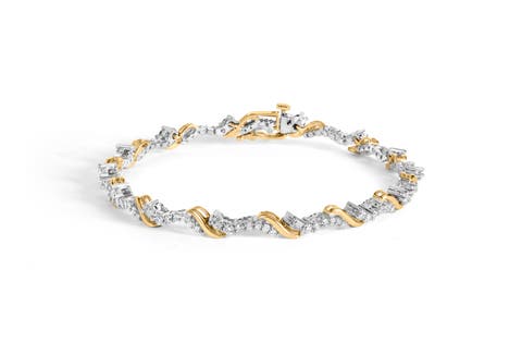 10K Yellow and White Gold 2.00 Cttw Diamond "S" Link Bracelet