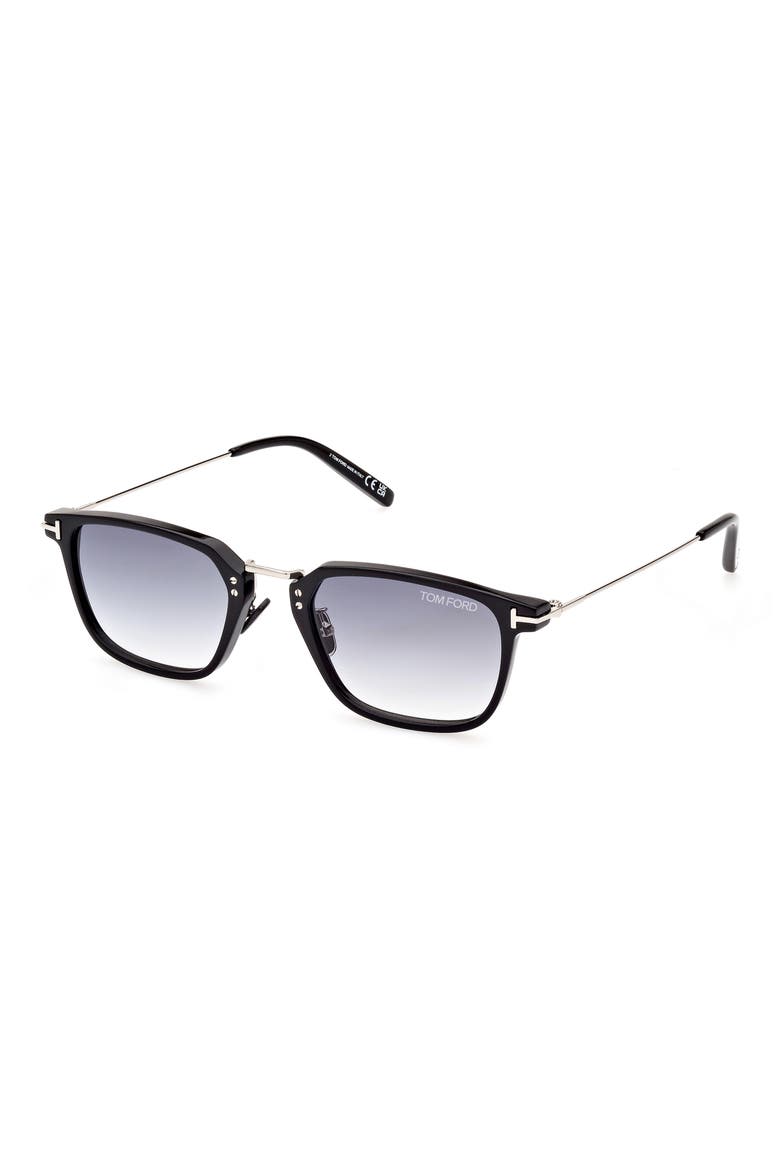 52mm Rectangular Sunglasses, Alternate, color, SHINY BLACK / GRADIENT SMOKE