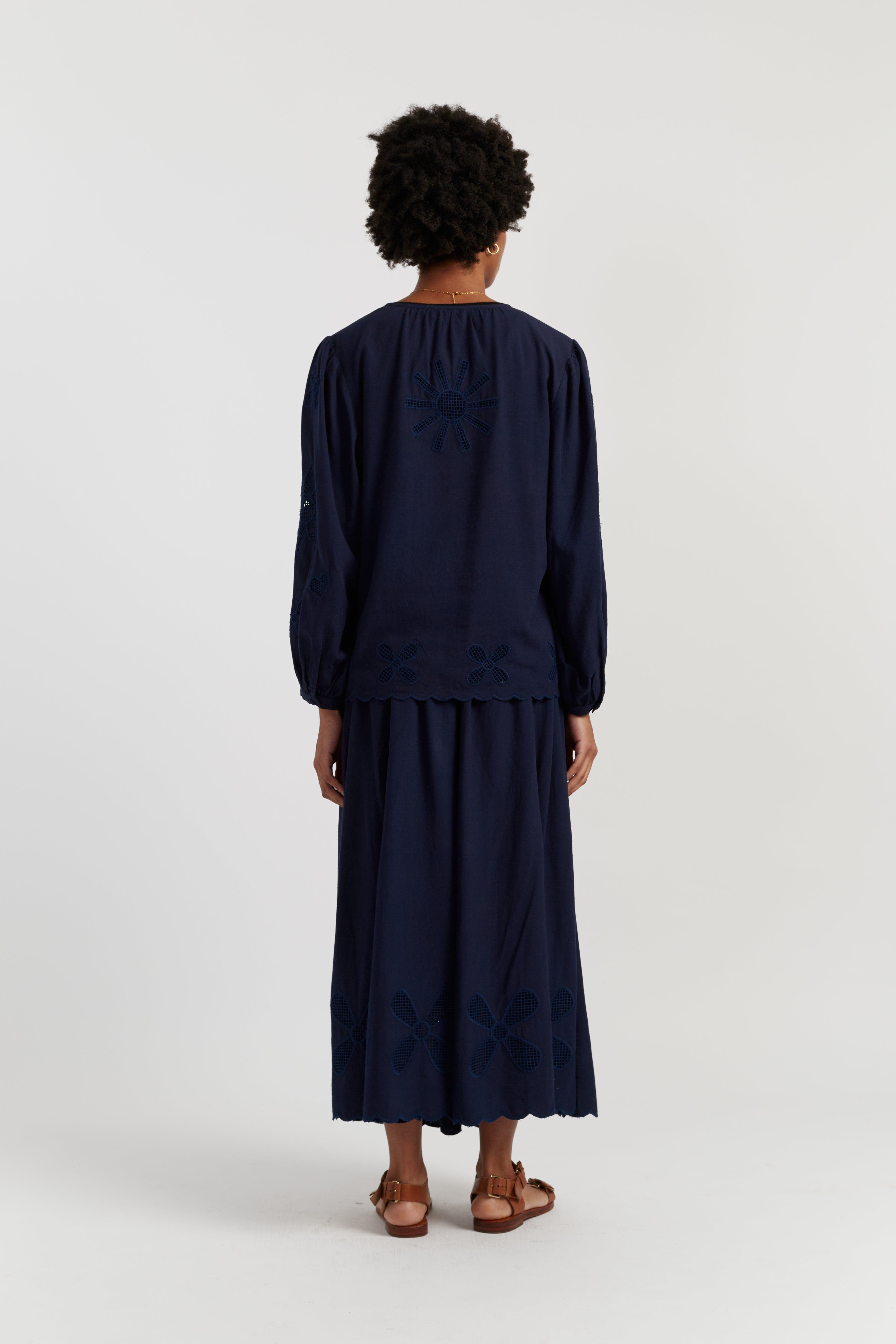 Linen-Blend Broderie Blouse - image 4