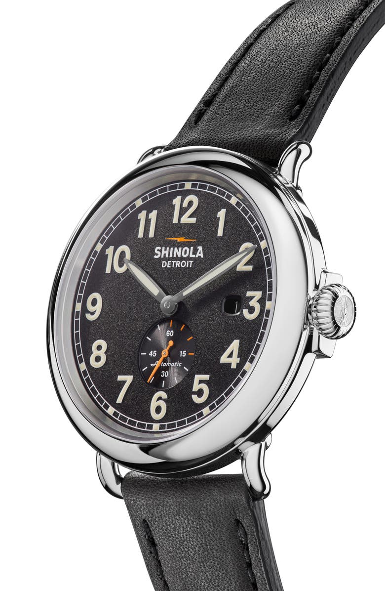 Shinola Runwell Automatic Leather Strap Watch, 45mm, Alternate, color, 