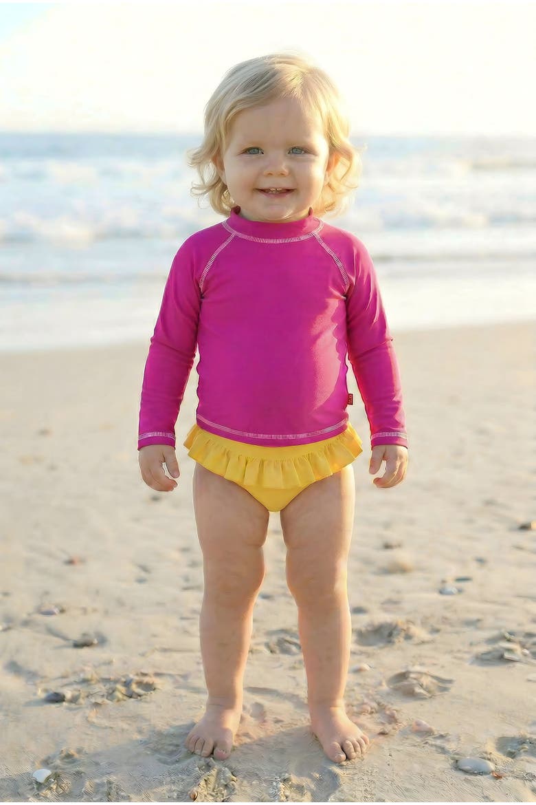 Baby Girls UPF 50+ Ruffle Swim Briefs, Alternate, color, Purple