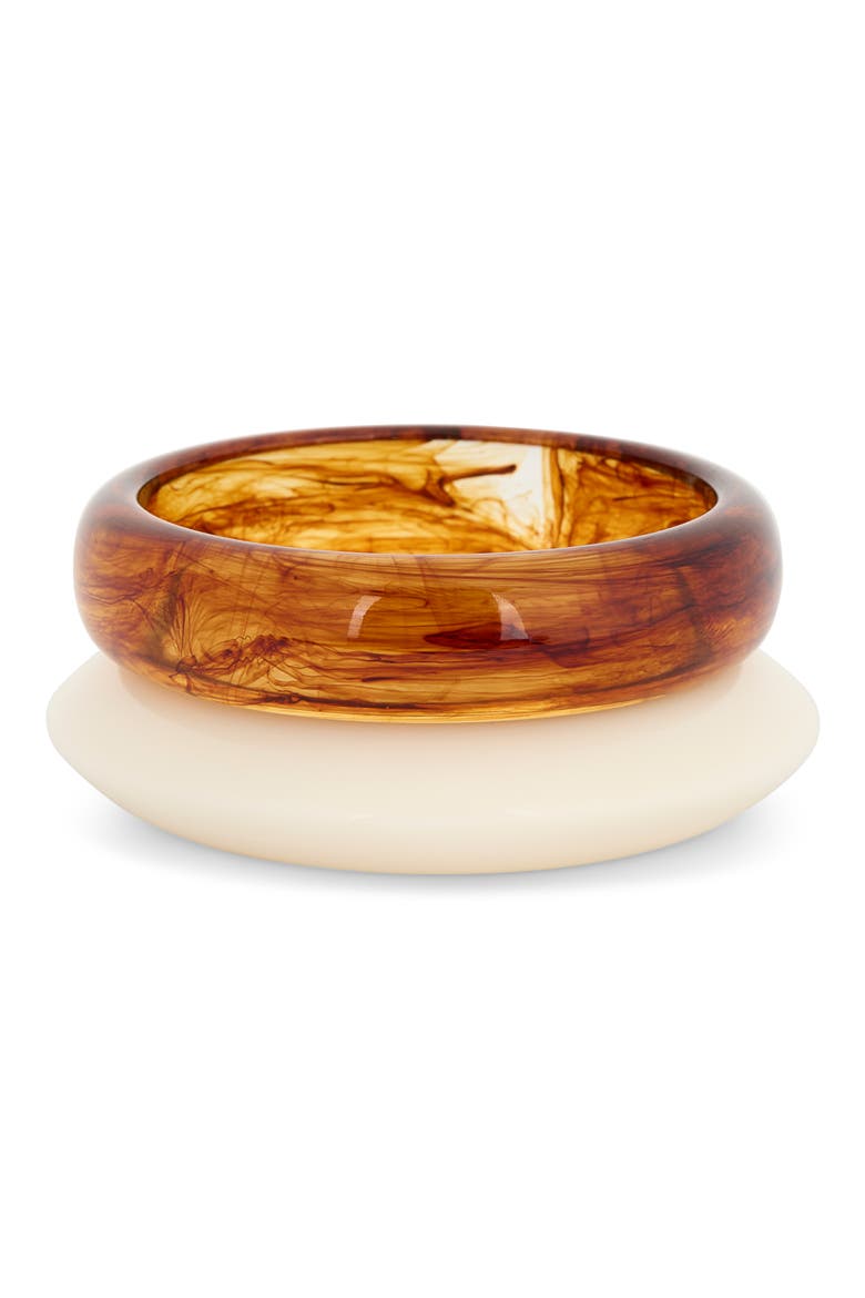 Set of 2 Resin Bangle Bracelets, Main, color, IVORY- BROWN
