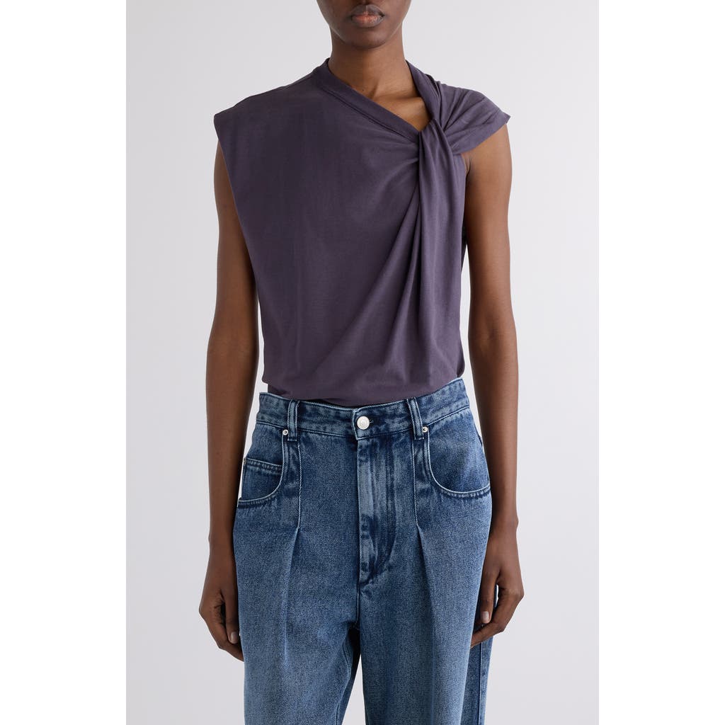 Isabel Marant Nayda Asymmetric Cotton Slub Top In Blue
