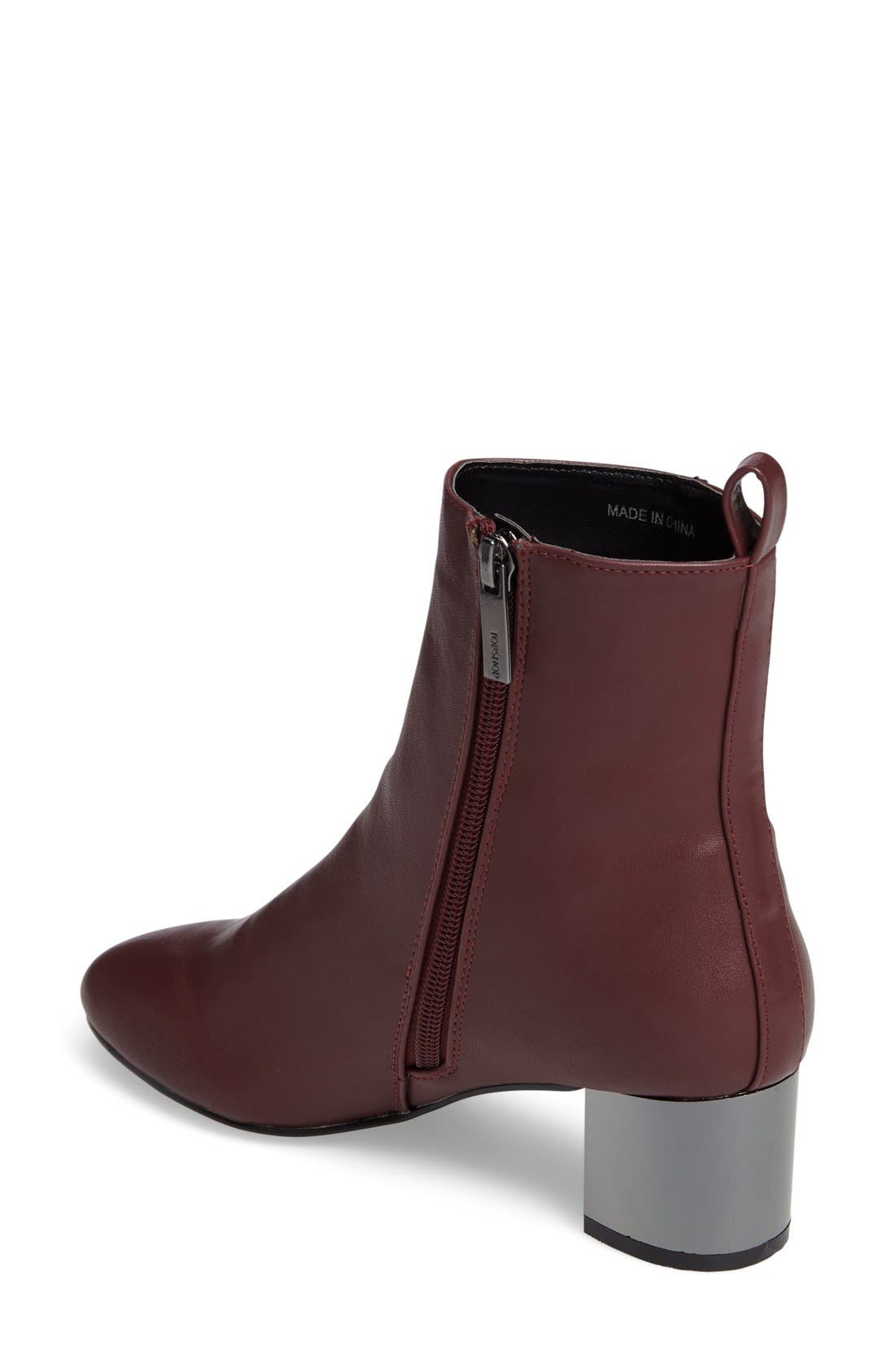 Bella Metallic Heel Bootie, Alternate, color, BURGUNDY
