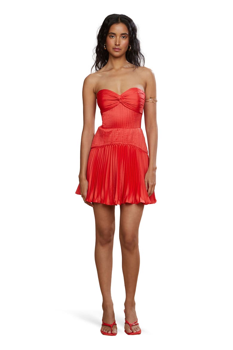 Catrina Mini Pleated Dress, Alternate, color, Red Rock
