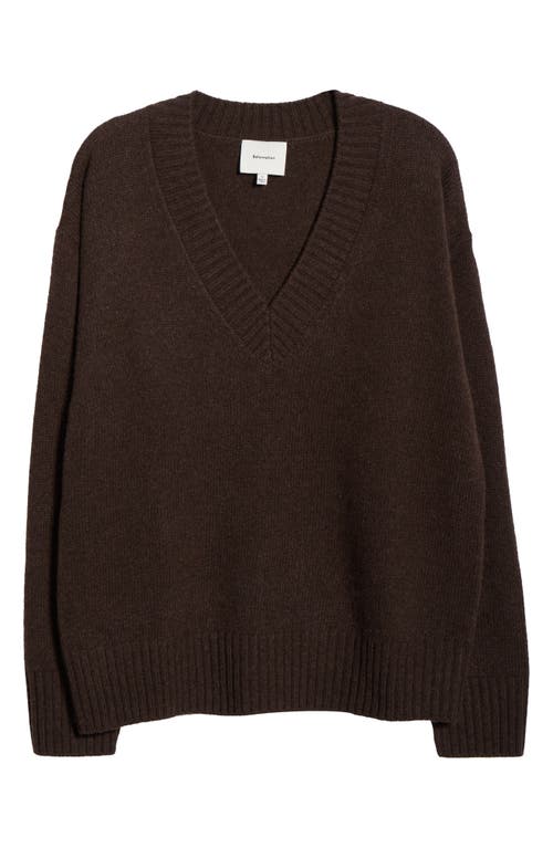 Reformation Jadey Oversize V-neck Cashmere & Wool Sweater In Brown