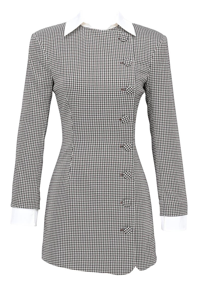 Leoni Houndstooth Long Sleeve Minidress, Alternate, color, BROWN AND BLACK CHECK