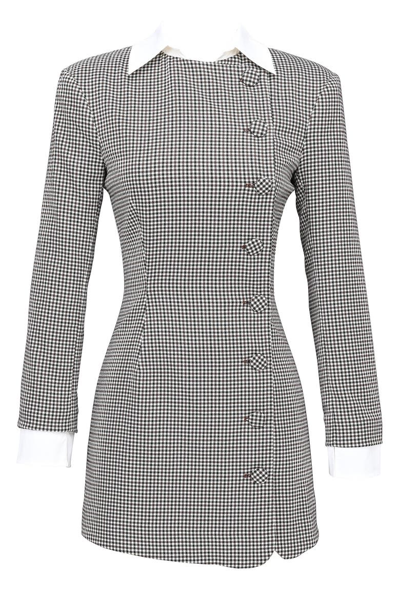 HOUSE OF CB Leoni Houndstooth Long Sleeve Minidress, Alternate, color, Brown And Black Check