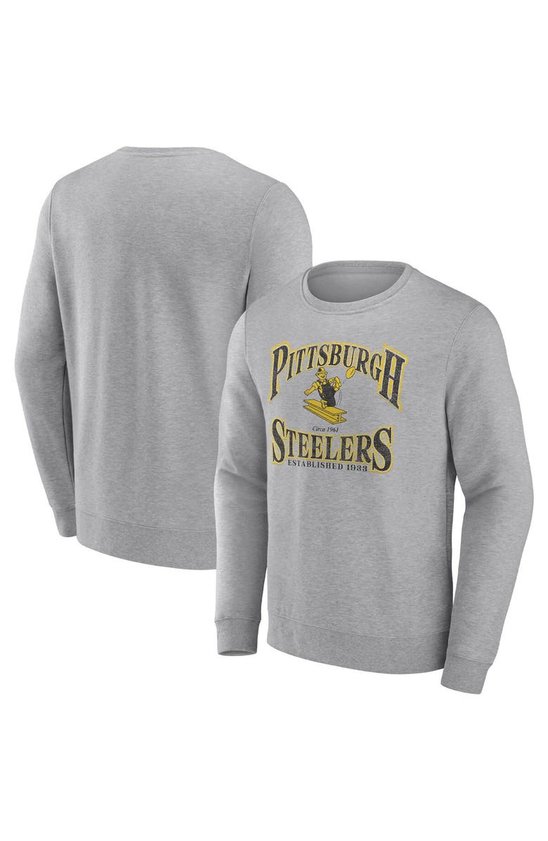 FANATICS Men's Fanatics Branded Heather Gray Pittsburgh Steelers Playability Pullover Sweatshirt, Main, color, Heather Gray