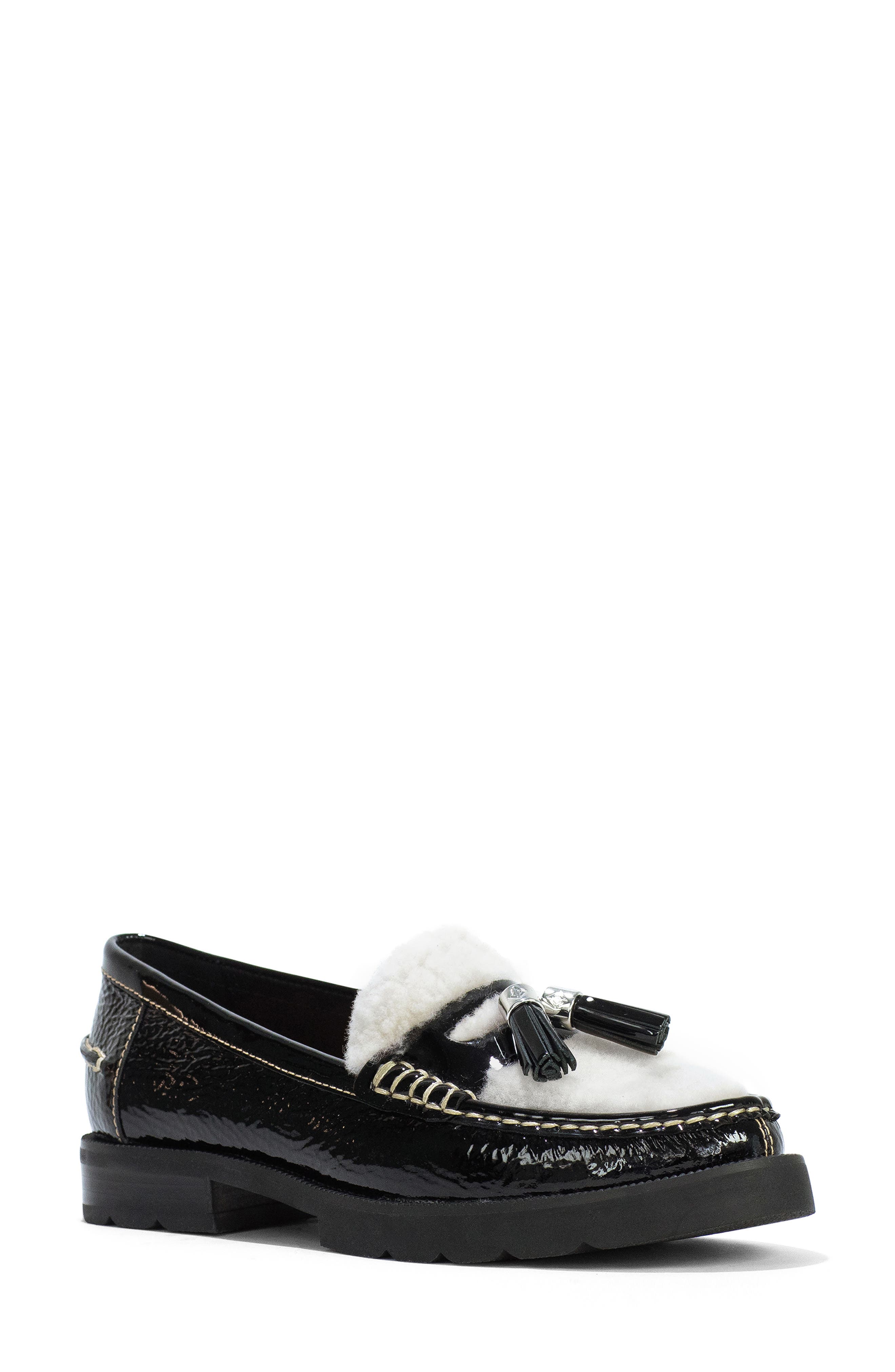 Donald Pliner Genuine Shearling Tassel Loafer, Main, color, 