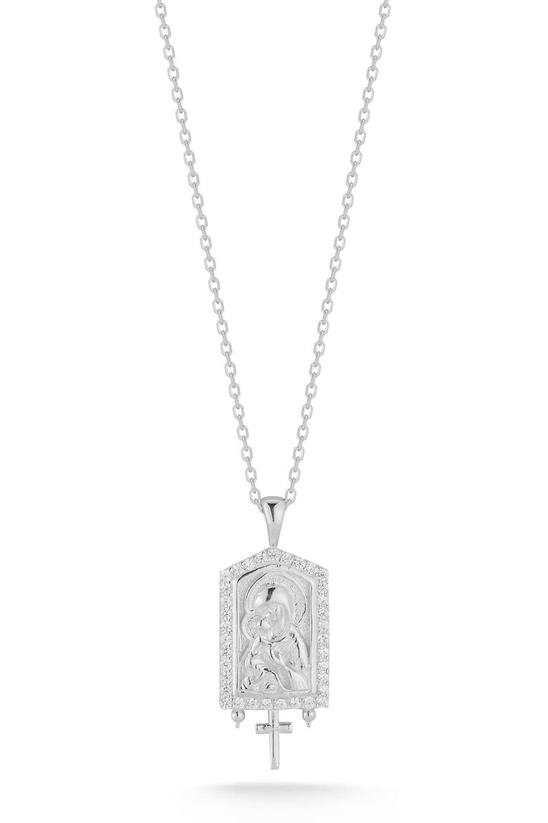 Mary Cubic Zirconia Pendant Necklace, Main, color, SILVER