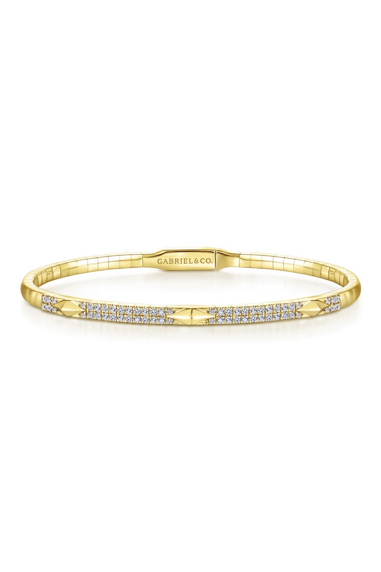 14K Gold Diamond Bangle, Main, color, 14K YELLOW GOLD
