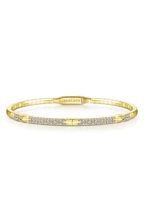 14K Gold Diamond Bangle