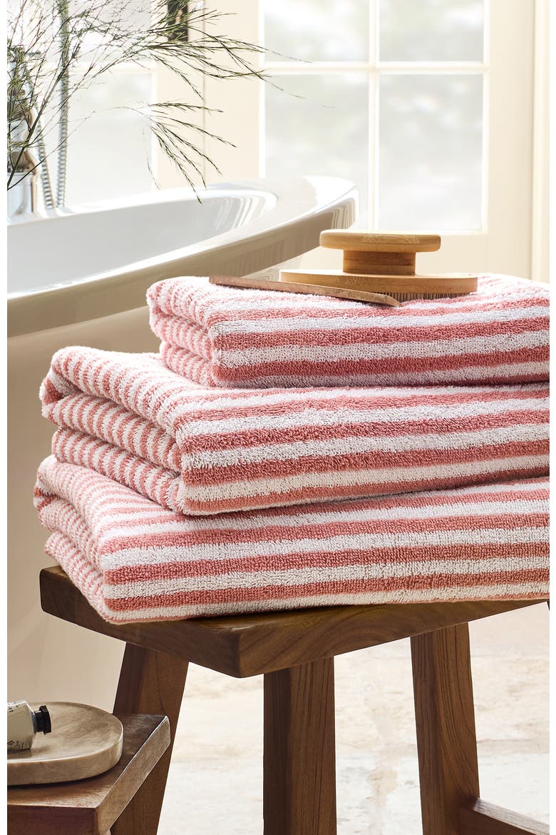 Portobello Stripe Coastal Inspired Hand Towels, Alternate, color, Rose