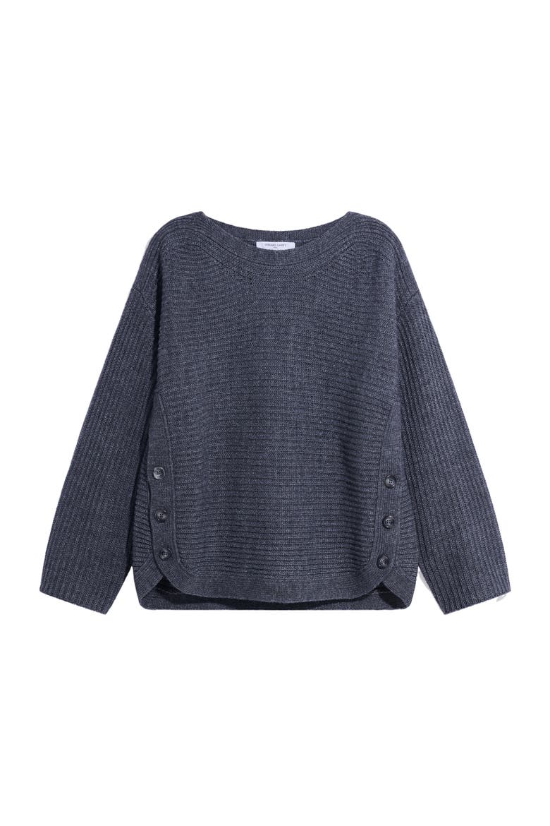 Ribbed Merino Alpaca Sculpted Pullover, Alternate, color, Medium Gray