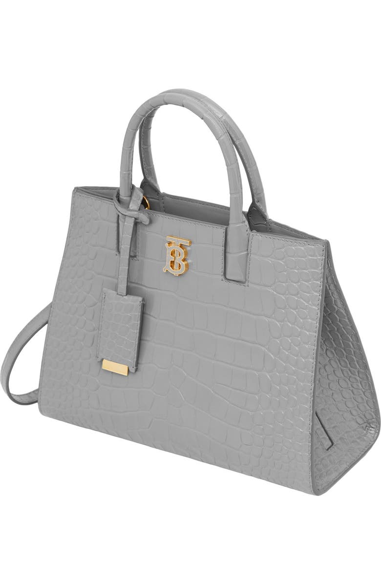 Burberry Medium TB Croc Embossed Leather Tote, Alternate, color,