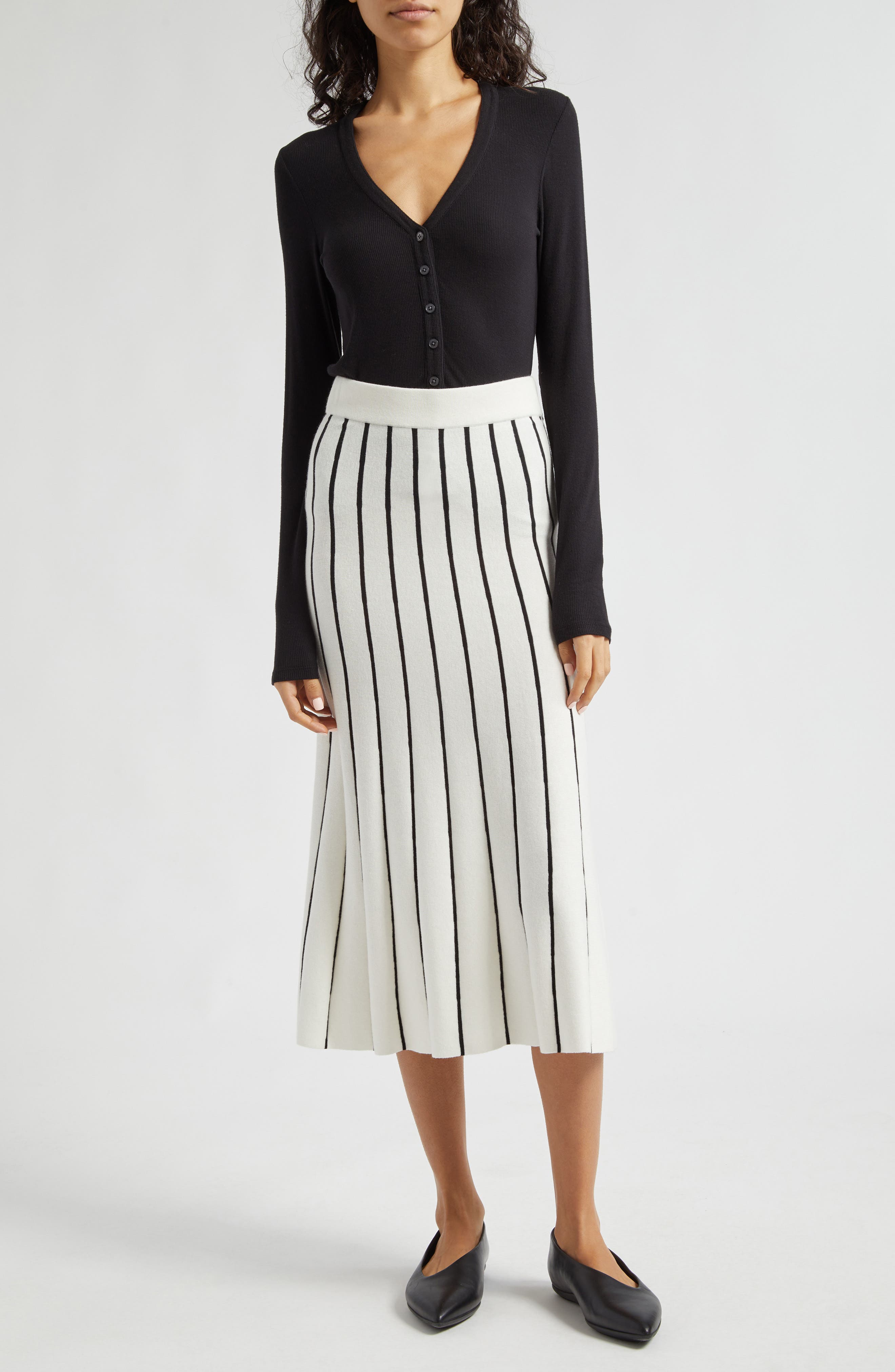 Stripe Cotton Blend Skirt - image 2