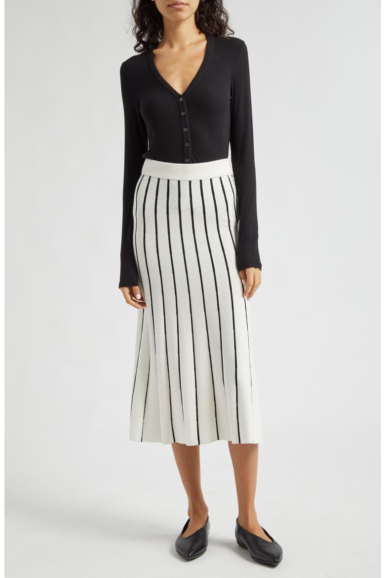 Stripe Cotton Blend Skirt, Alternate, color, CHALK/ BLACK