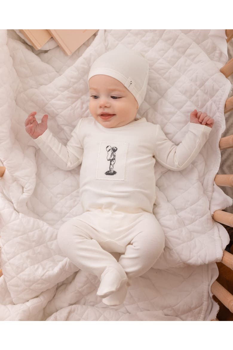 2 Piece Baby Cotton Rich Footie Set, Alternate, color, Ivory Mist
